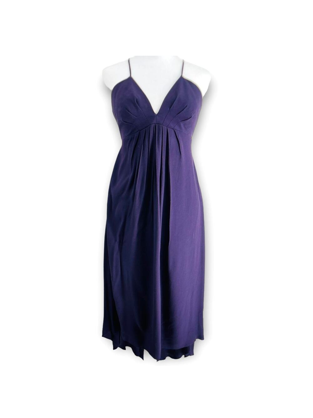 Rebecca Taylor Bare Plunging Backless Tie Back High Low Purple Maxi Dress Plum 4